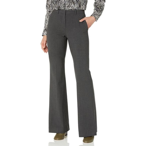 Theory Demitria 4 HW Charcoal Melange Sleek Traceable Wool Flare Pants 10 NWT - Picture 1 of 9